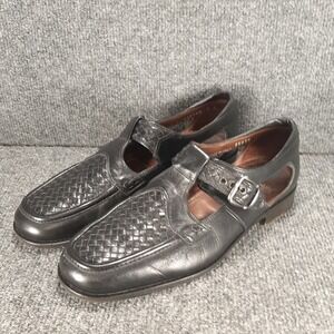 E.T. Wright Woven Leather Fisherman Sandals 55835 Men's 8 D Made In Italy Black